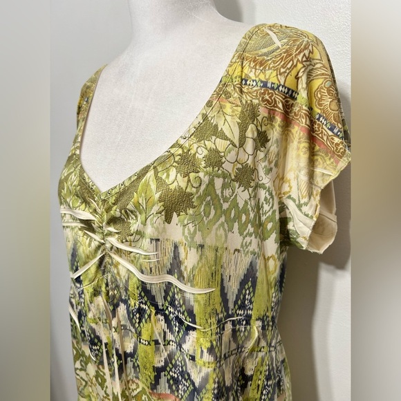 Y2K Vintage Boho Tiered Blouse Fairycore Forest Geometric Artsy Eclectic - Picture 4 of 11